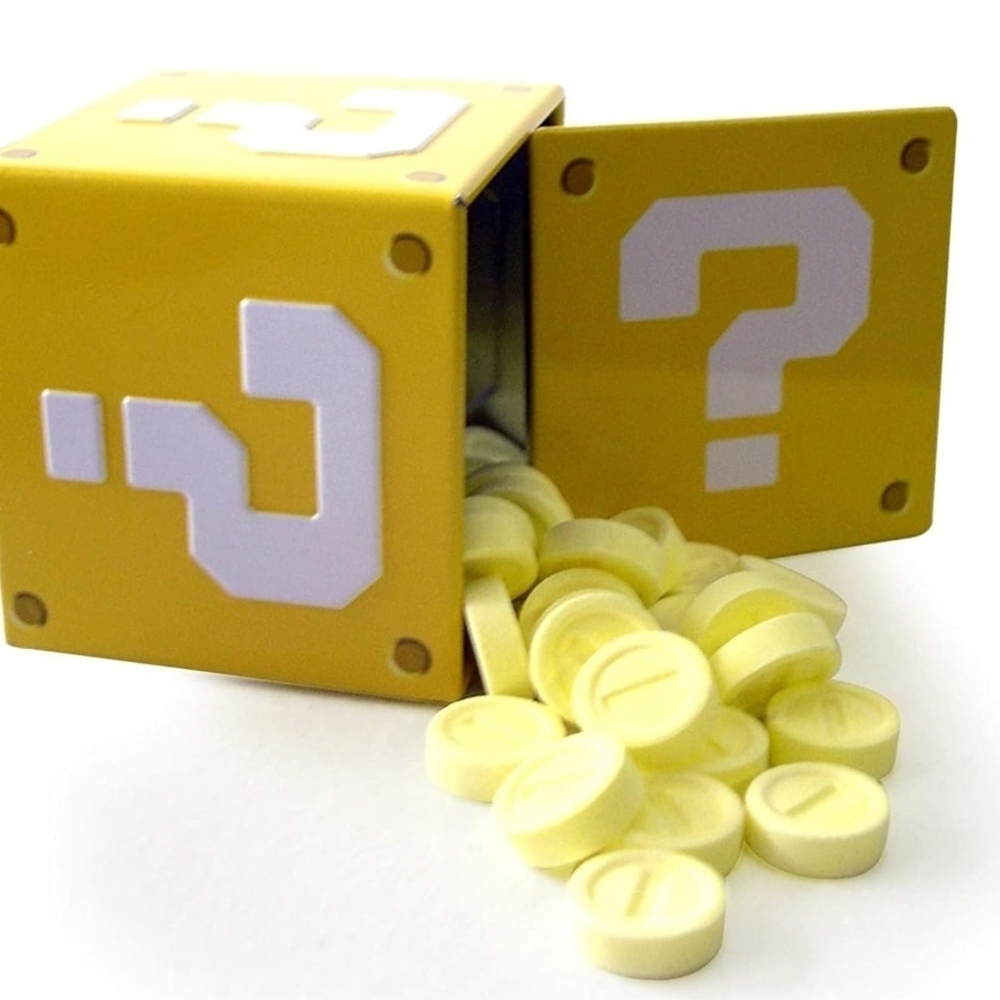 Small Nintendo Super Mario Bros Question Block Tin, unopened
